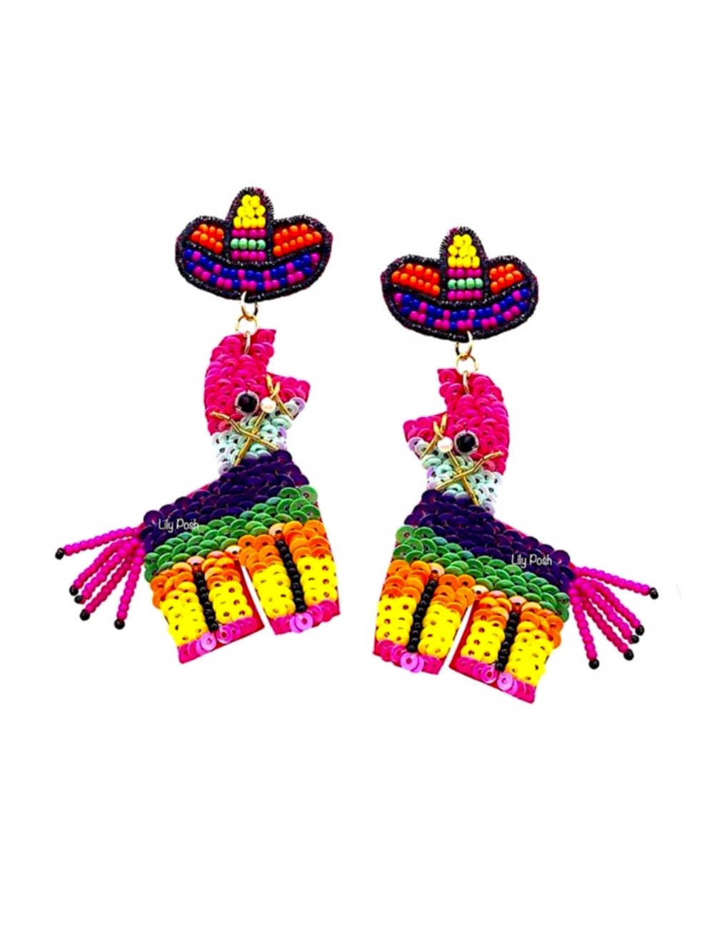 Beaded Piñata Earring, Seed Bead Sequin Earring, Mexico Vacation
